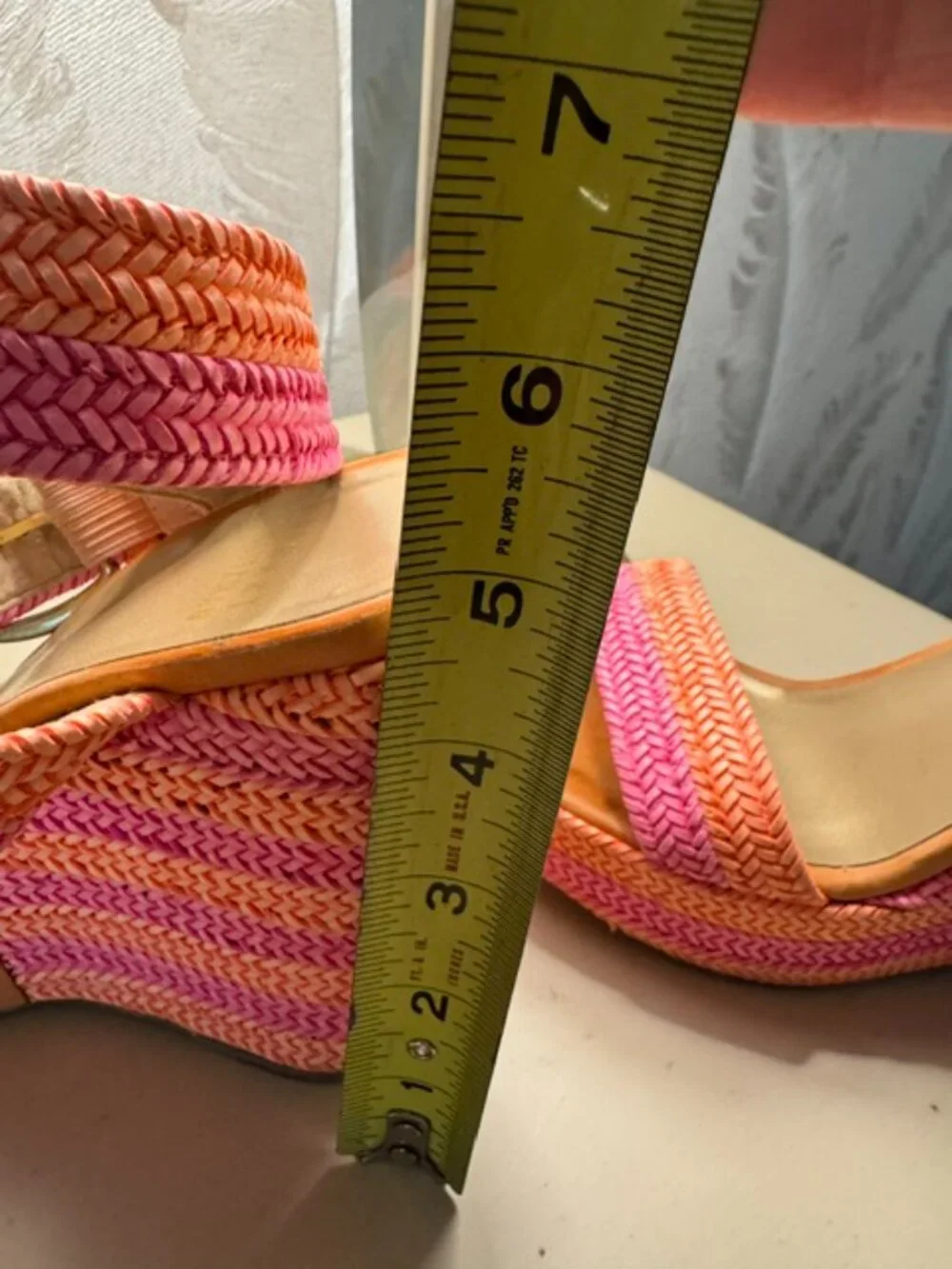 Stuart Weitzman Orange/Pink Wedge Sandals - Picture 6 of 7